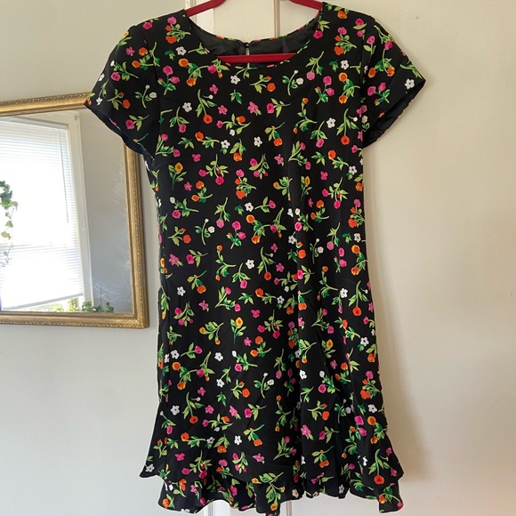 Vintage floral mini dress with shoulder pads size 8 - Picture 1 of 4